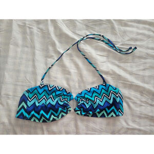 Old Navy Blue Geometric Print Bandeau Swim Top, Women's Medium